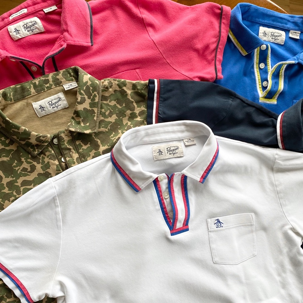 Lot of 5 Original Penguin “The Earl” Polo Shirts